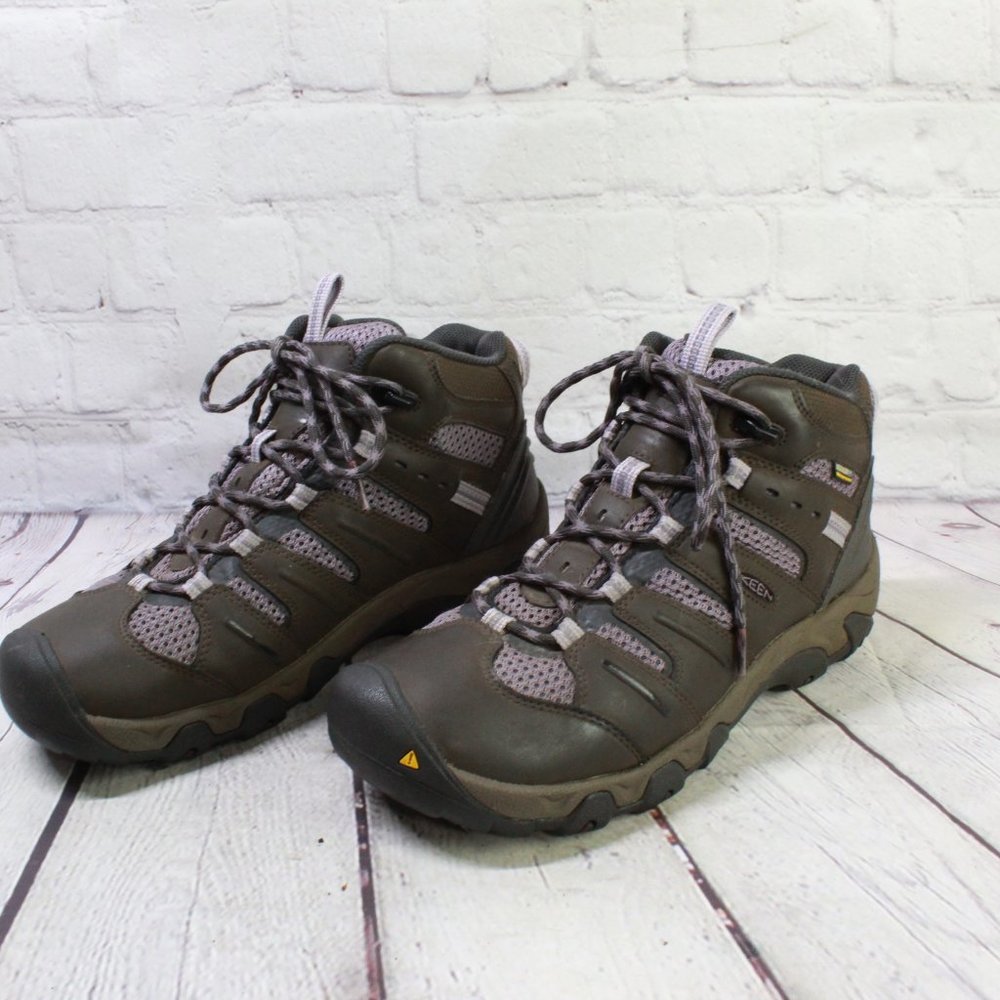 Keen Dry Mid Waterproof Brown Leather Mesh Hiking Boots Size 9.5 - Picture 2 of 9